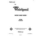 Whirlpool RJH3330 cover diagram