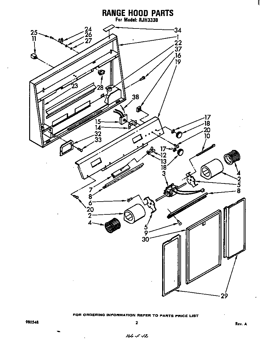 Range hood parts