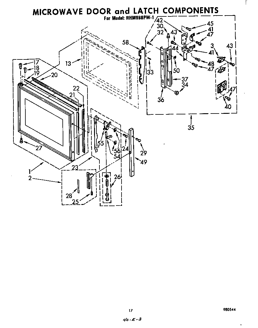 MICROWAVE DOOR AND LATCH