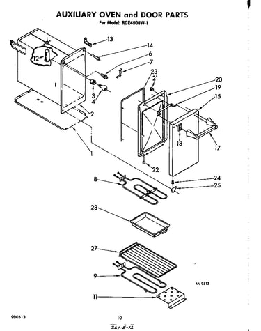 Auxiliary oven and door