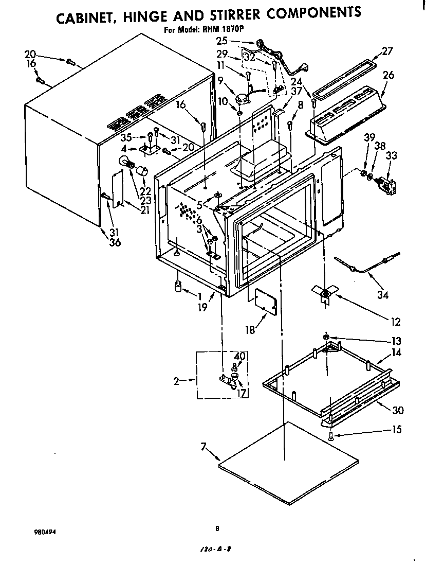 Cabinet, hinge and stirrer