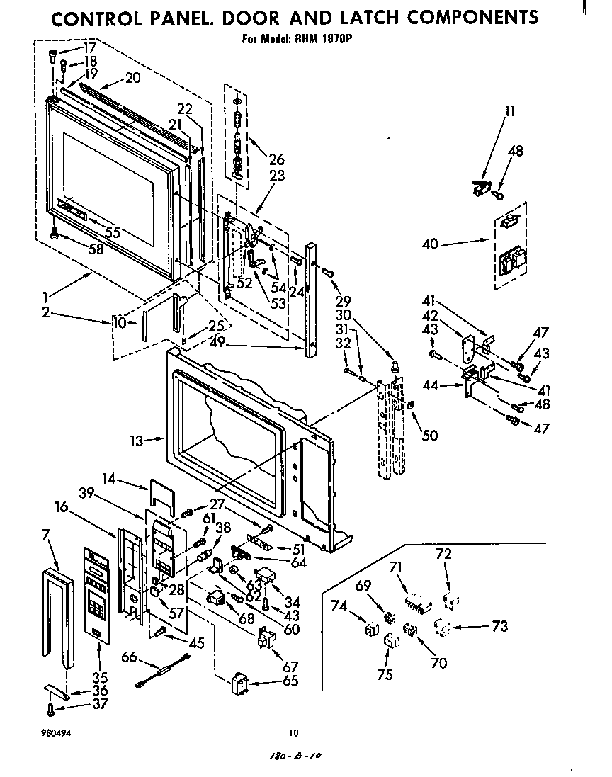 CONTROL PANEL, DOOR AND LATCH