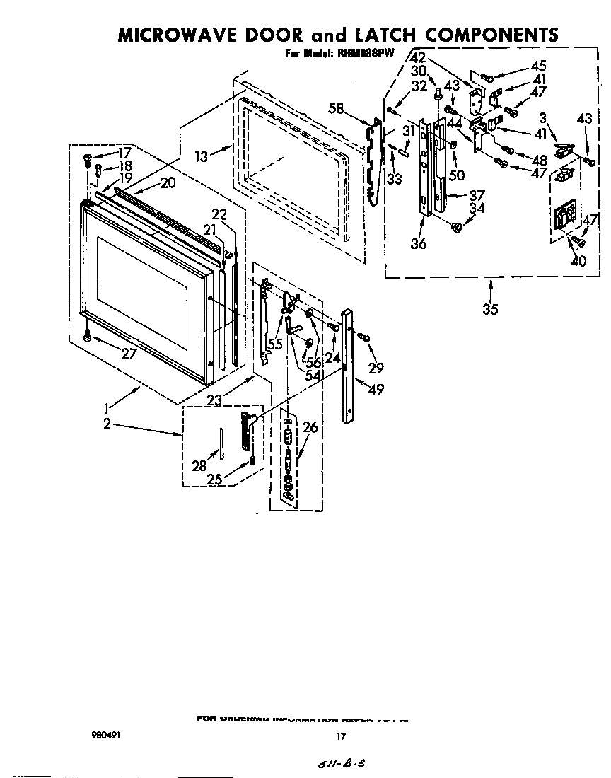 Microwave door and latch