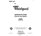 Whirlpool RHM7700 front cover diagram