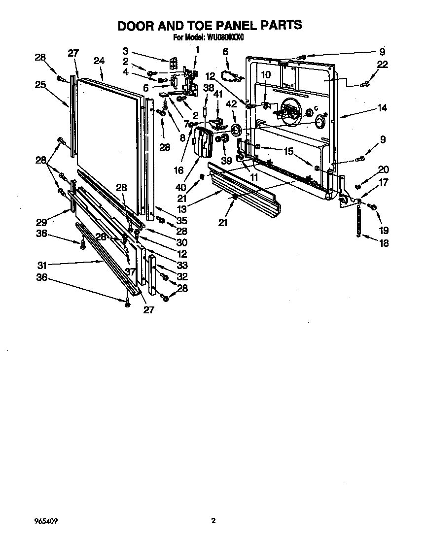 Door and toe panel