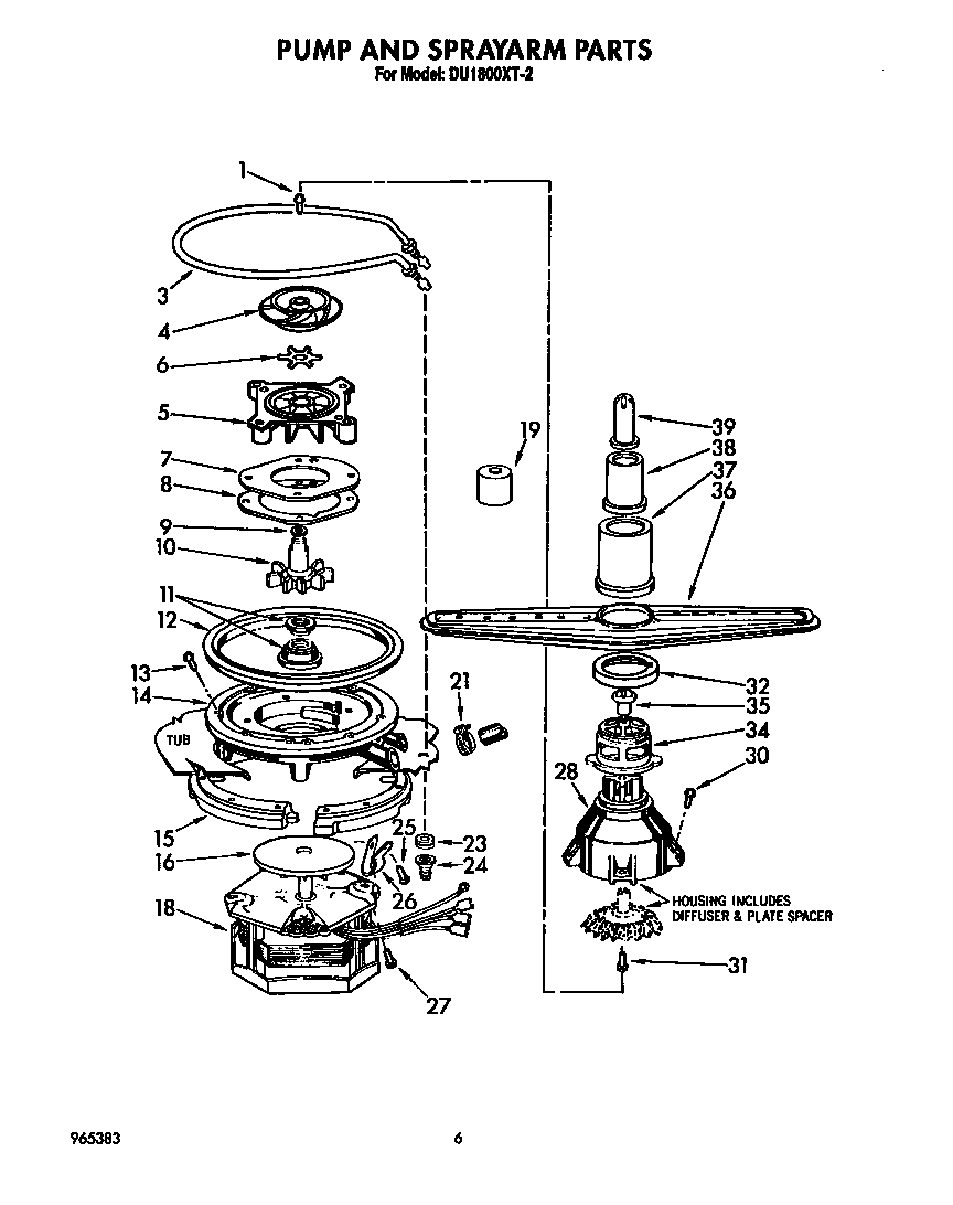 Pump and sprayarm