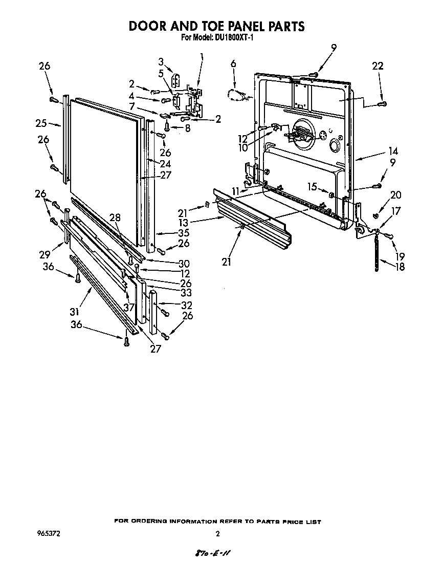 Door and toe panel