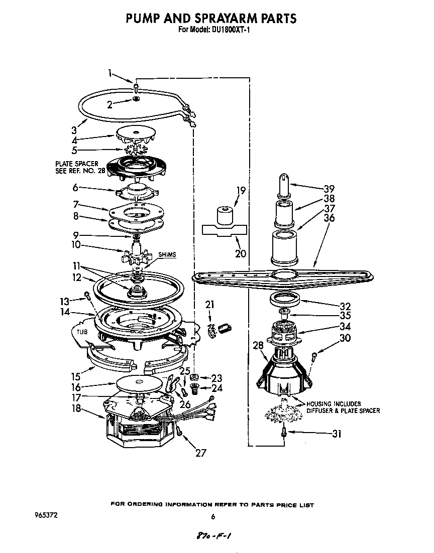 Pump and spray arm