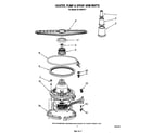 Whirlpool DU1800XP3 heater, pump, and spray arm diagram
