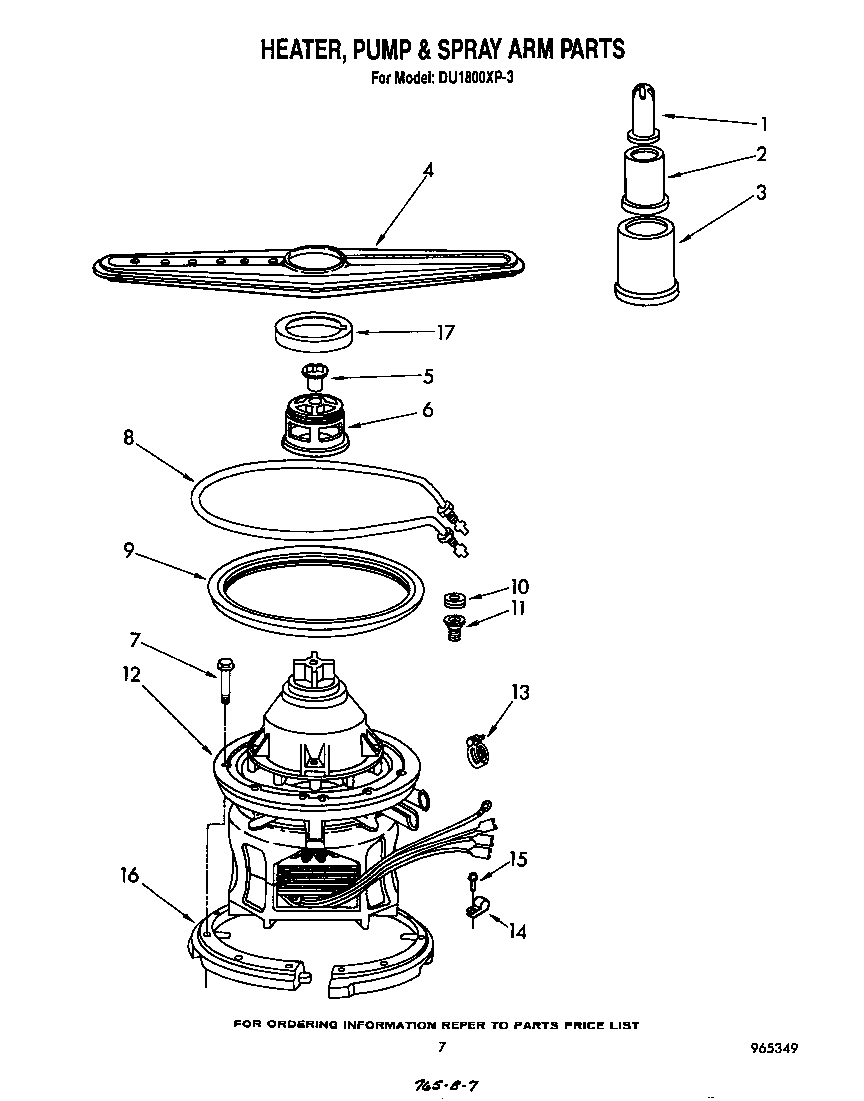 Heater, pump, and spray arm