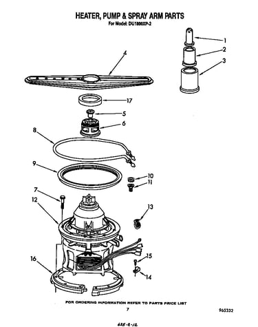 Heater, pump and spray arm