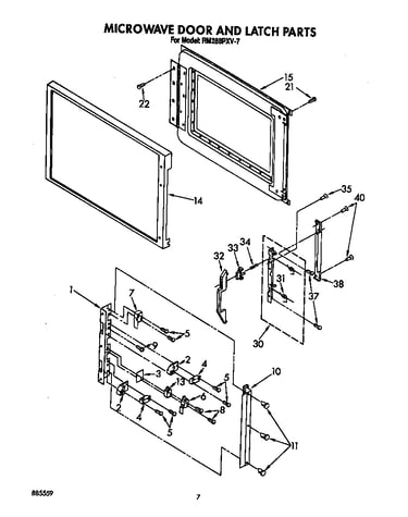 Microwave door and latch