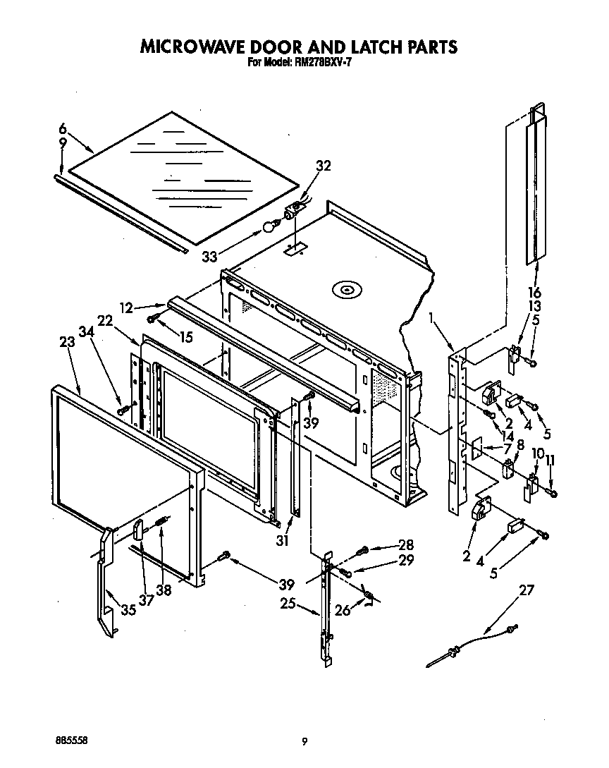 MICROWAVE DOOR AND LATCH