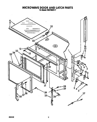 Microwave door and latch