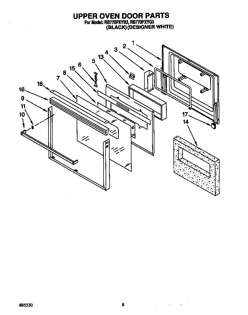 Upper oven door