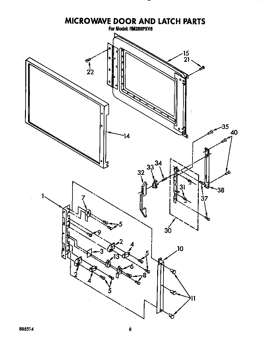 MICROWAVE DOOR AND LATCH