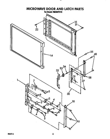 Microwave door and latch
