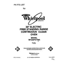 Whirlpool RF330PXYW0 front cover diagram