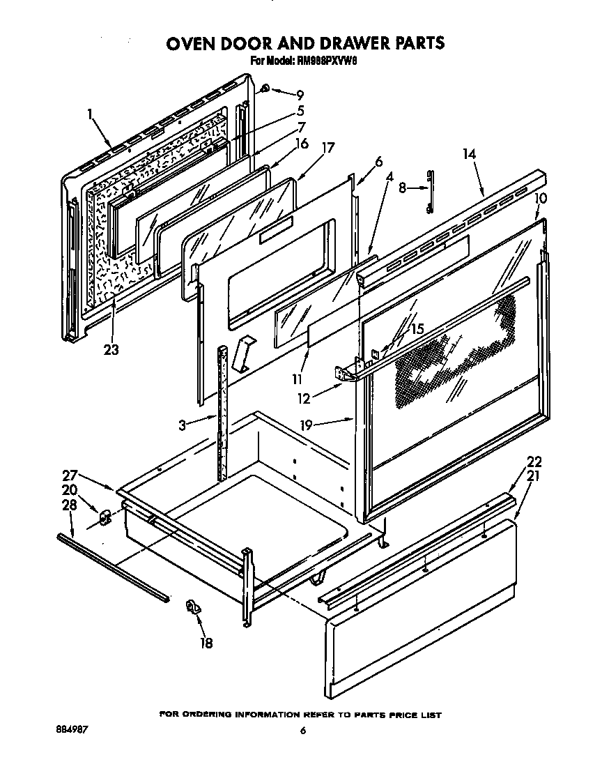 Oven door and drawer