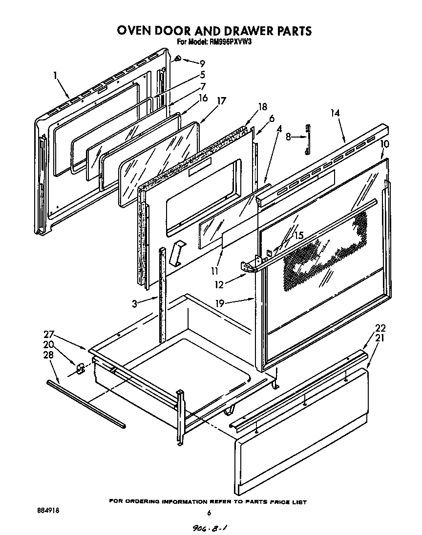 OVEN DOOR AND DRAWER