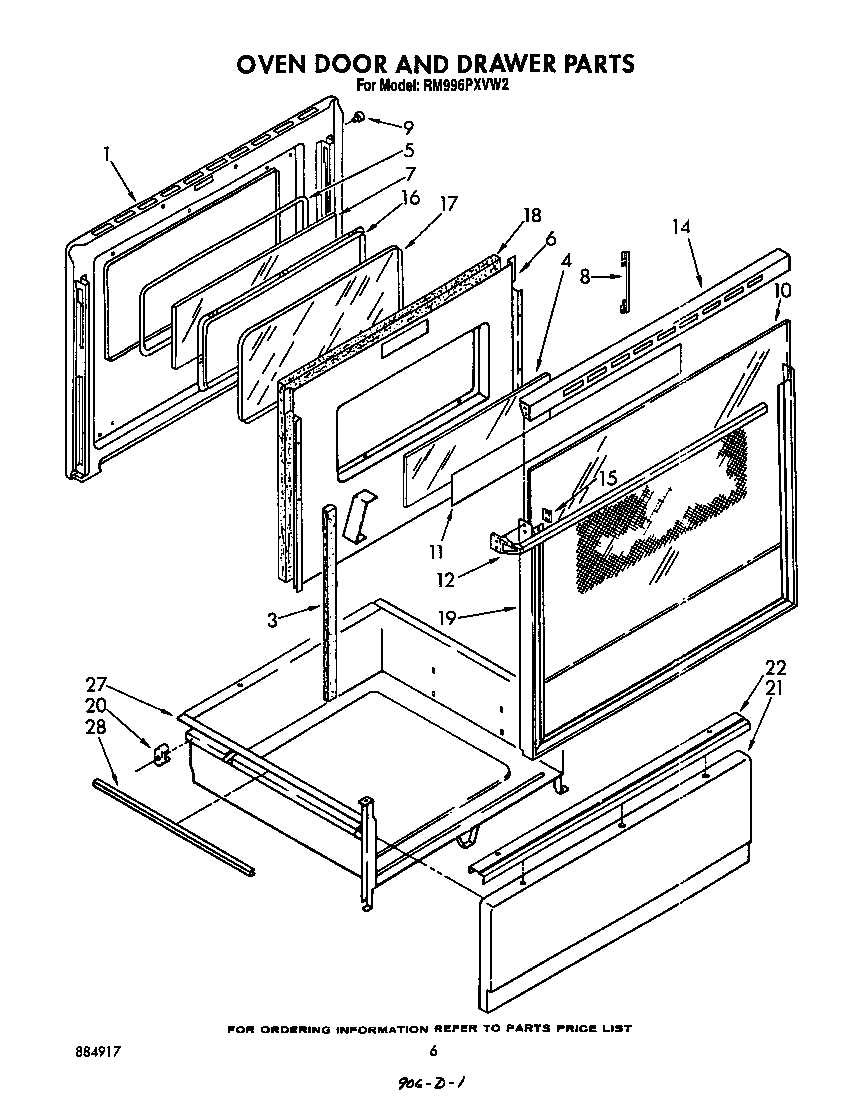 Oven door and drawer