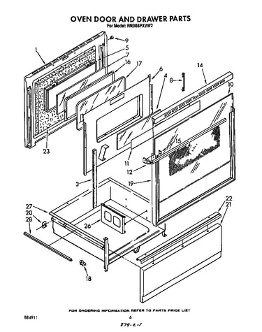 Oven door and drawer