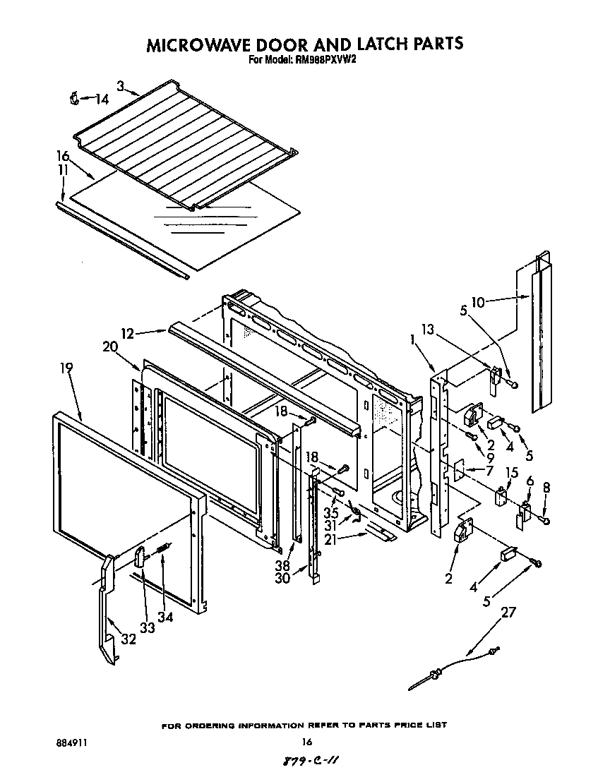 MICROWAVE DOOR AND LATCH