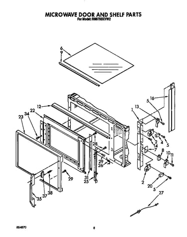 Microwave door and shelf