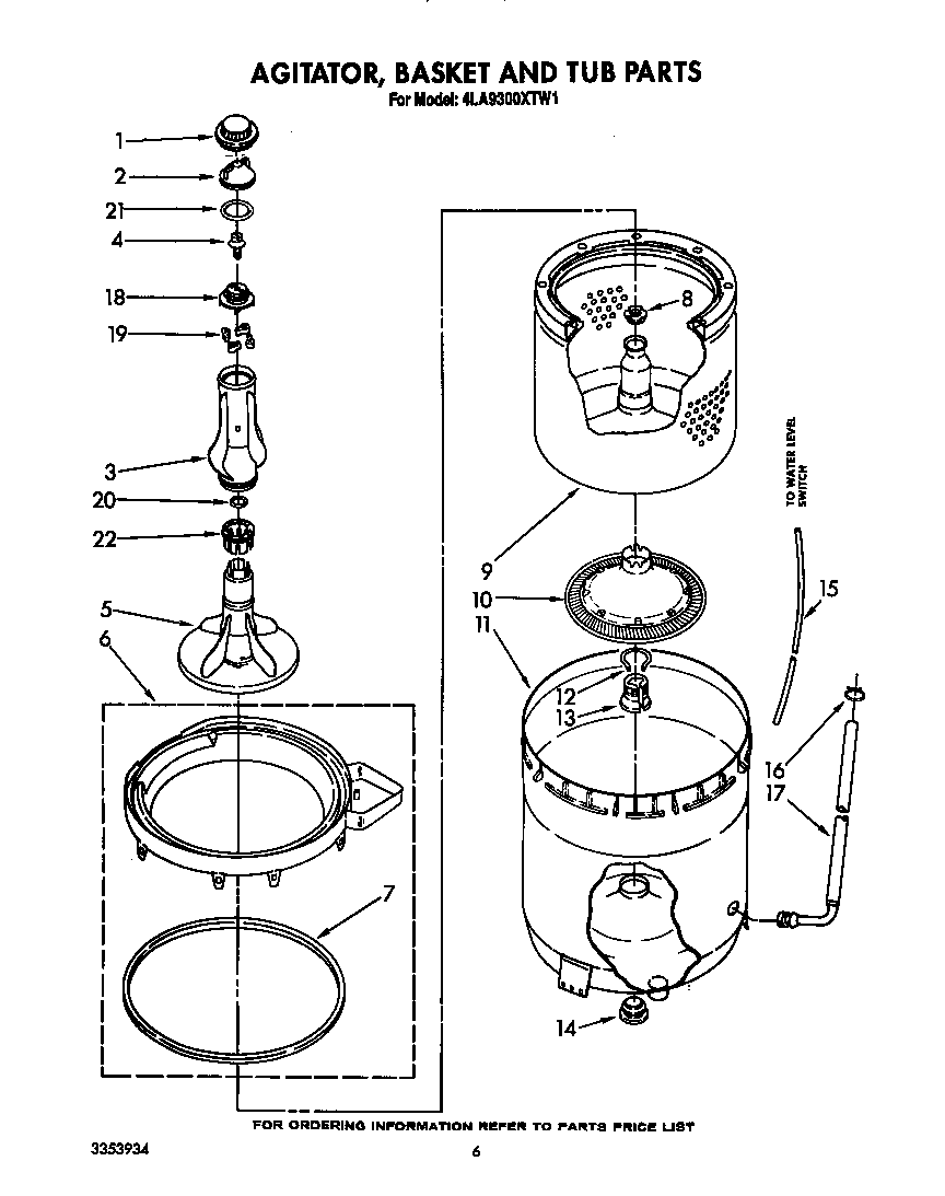 Agitator, basket and tub