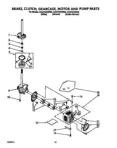 Brake, clutch, gearcase, motor and pump