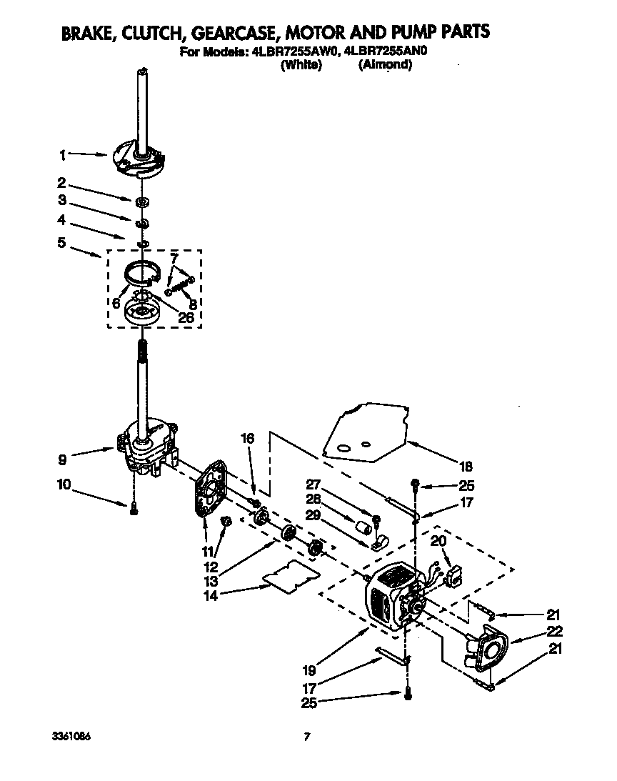Brake, clutch, gearcase, motor and pump