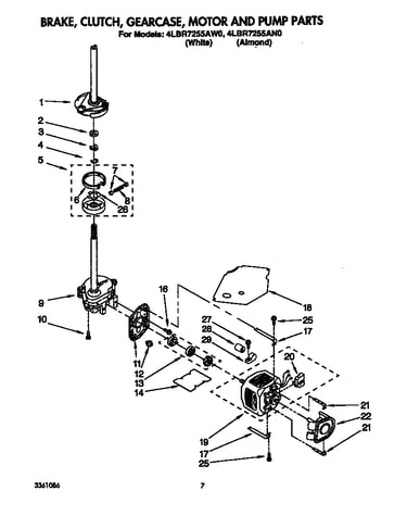 Brake, clutch, gearcase, motor and pump