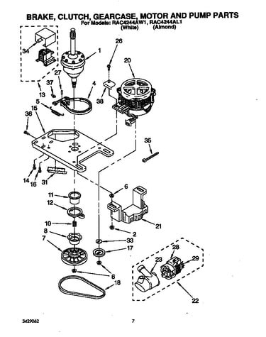 Brake, clutch, gearcase, motor, and pump