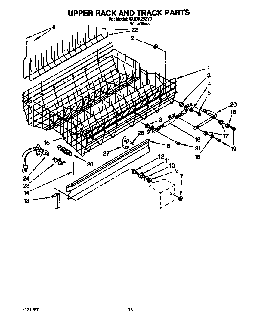 Upper rack and track