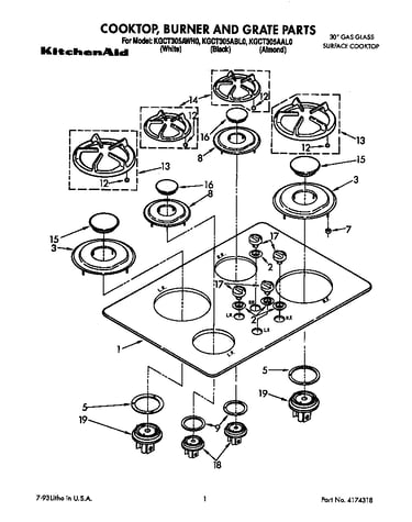 Cooktop, burner and grate