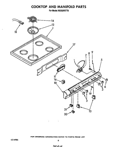 Cook top and manifold