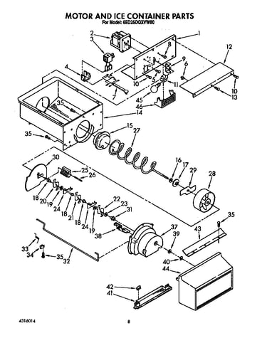 Motor and ice container