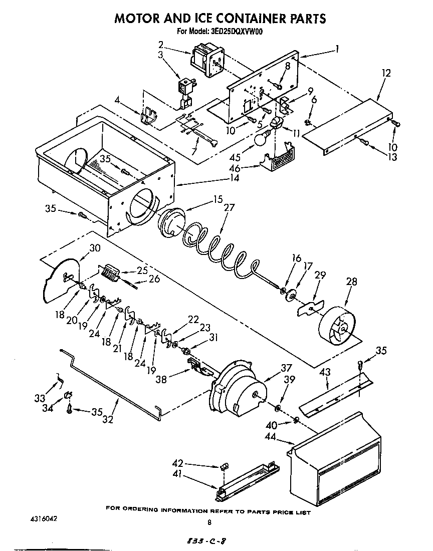 Motor and ice container