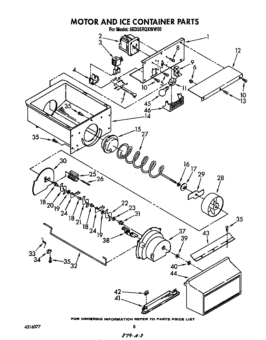 Motor and ice container