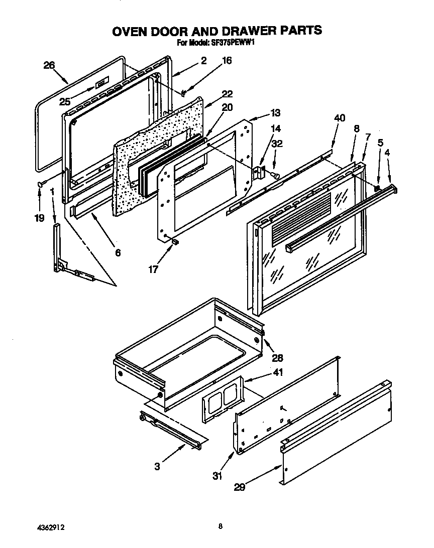 OVEN DOOR AND DRAWER