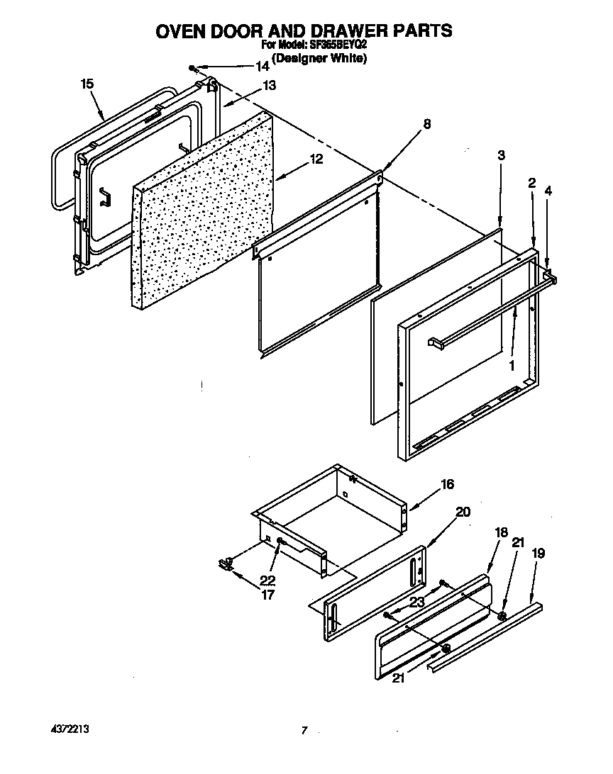 Oven door and drawer