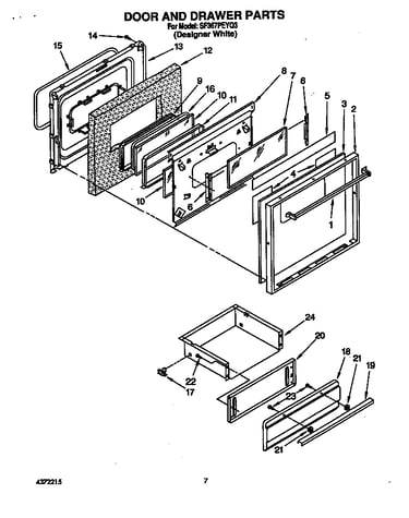 Oven door and drawer