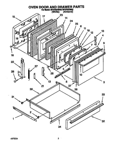Oven door and drawer