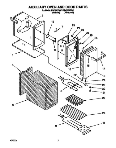 Auxiliary oven and door