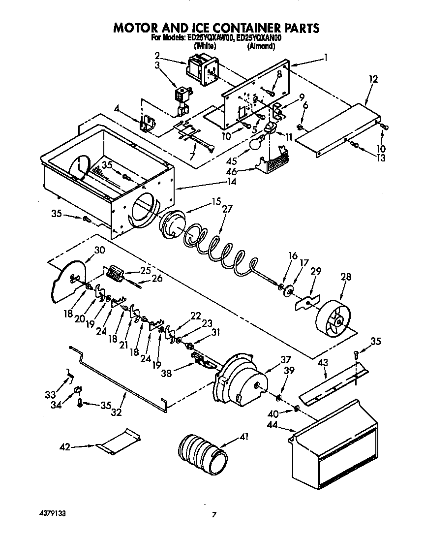 Motor and ice container