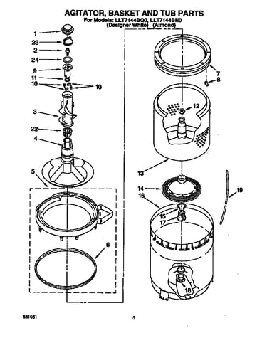 Agitator, basket and tub