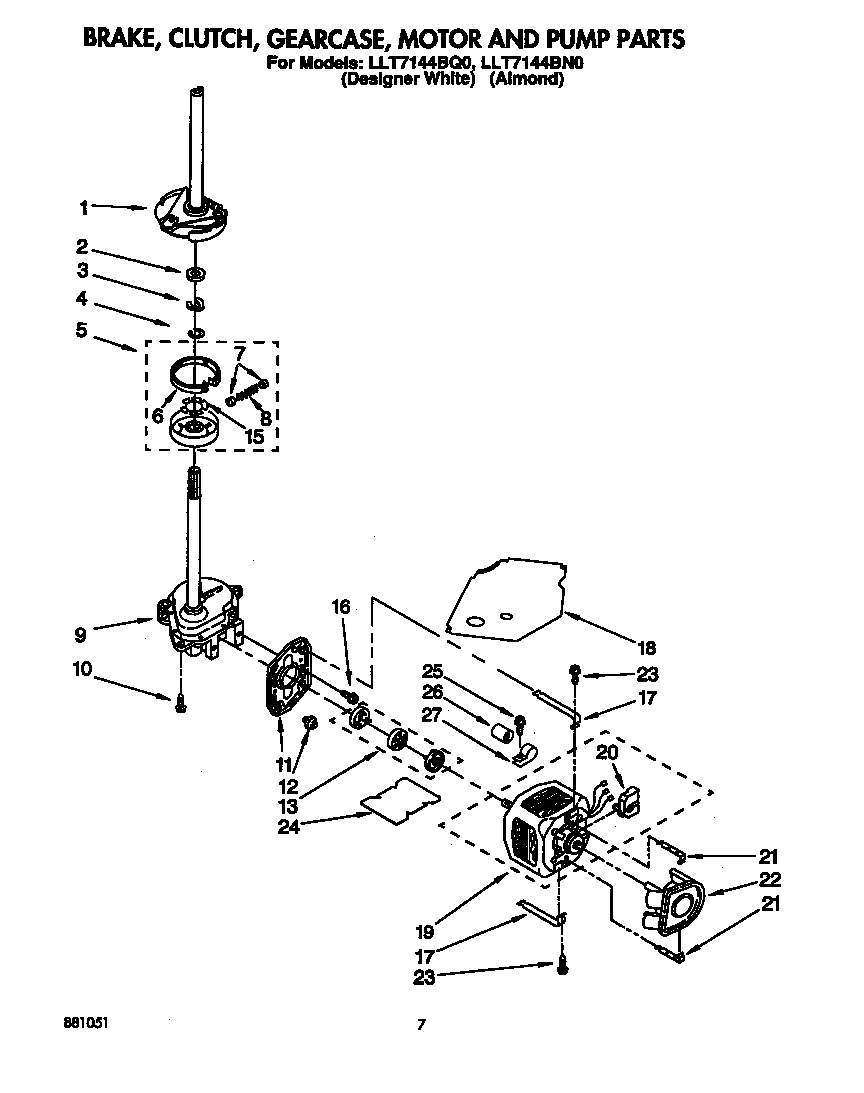 BRAKE, CLUTCH, GEARCASE, MOTOR AND PUMP