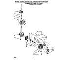 Whirlpool LLT7144BN0 brake, clutch, gearcase, motor and pump diagram