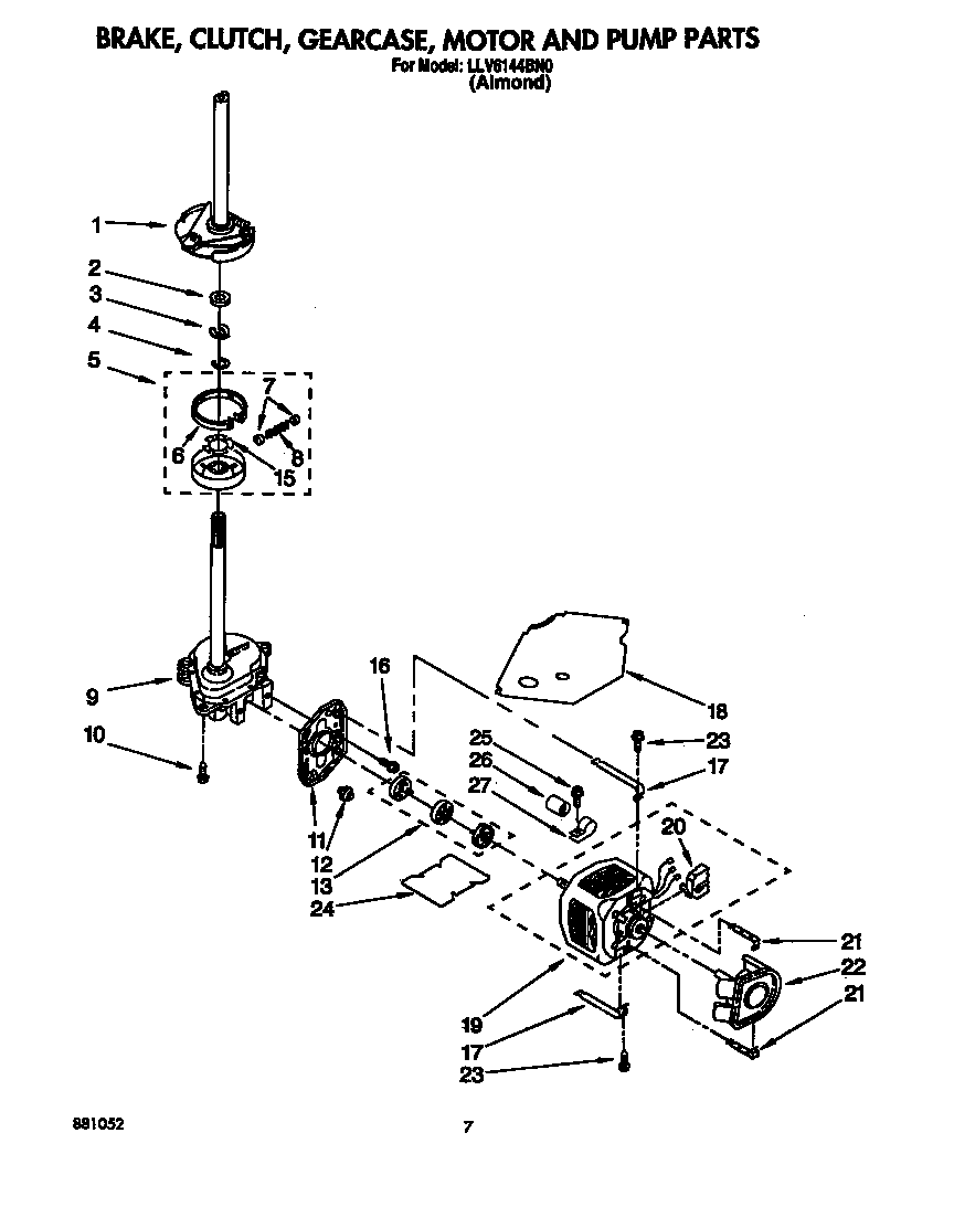 BRAKE, CLUTCH, GEARCASE, MOTOR AND PUMP