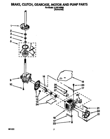 Brake, clutch, gearcase, motor and pump